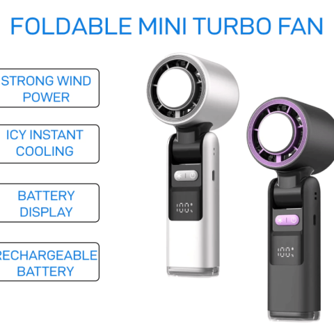 GLINK Mini Turbo Fan Foldable Rechargeable Portable Handheld Fan Electric Desk Stand Fan - Zapcart Technology Qatar