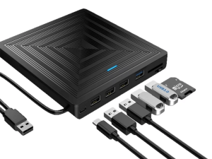 GLINK (MR240-BLACK) - 8 IN 1 Fast Speed USB3 0 External DVDs Drive Burners Writer for Laptop Desktop Computers OS Systems - Zapcart Technology Qatar
