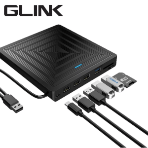 GLINK (MR240-BLACK) - 8 IN 1 Fast Speed USB3 0 External DVDs Drive Burners Writer for Laptop Desktop Computers OS Systems - Zapcart Technology Qatar