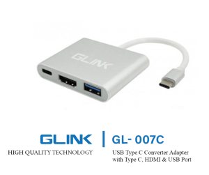 GLINK- TYPE C TO TYPE C + HDMI + USB TYPE C MALE TO TYPE C + HDMI + USB FEMALE (GL-007C) - Zapcart Technology Qatar