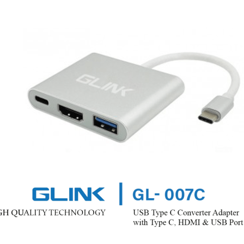GLINK- TYPE C TO TYPE C + HDMI + USB TYPE C MALE TO TYPE C + HDMI + USB FEMALE (GL-007C) - Zapcart Technology Qatar