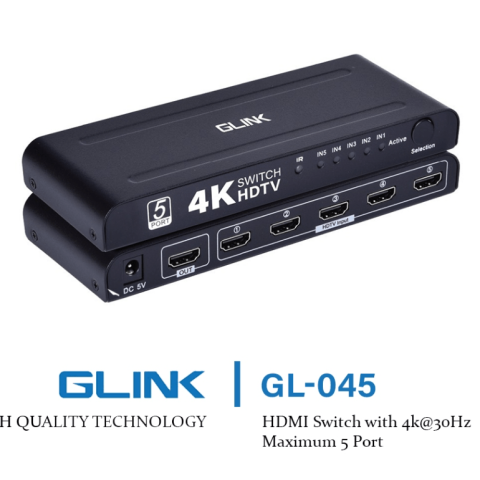 GLINK(GL-045)-4K HDMI SWITCH 5 PORT - Zapcart Technology Qatar