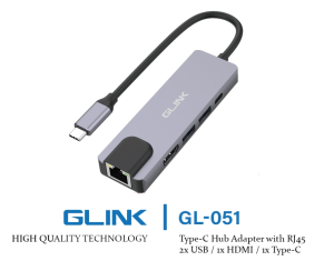GLINK(GL-051)-TYPE-C ADAPTER 4 IN 1(LAN+USB3.0+PD) - Zapcart Technology Qatar