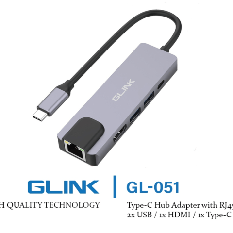 GLINK(GL-051)-TYPE-C ADAPTER 4 IN 1(LAN+USB3.0+PD) - Zapcart Technology Qatar