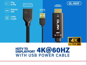 GLINK(GL-060F)-1.45M HDTV TO DP(FEMALE) WITH USB POWER CABLE 4K@60HZ - Zapcart Technology Qatar