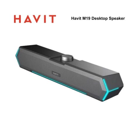 Havit M19 RGB Stereo Channel Extra Bass Computer Wired Speaker with USB 5V and 3.5mm - Black - Zapcart Technology Qatar