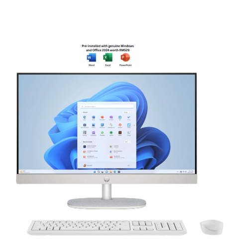 HP All-in-One 24-cr0260d 23.8 inch FHD Non-Touch PC Shell White (i3-1315U, 8GB DDR4, 512GB SSD, H&S, W11, 3Y) - Zapcart Technology Qatar