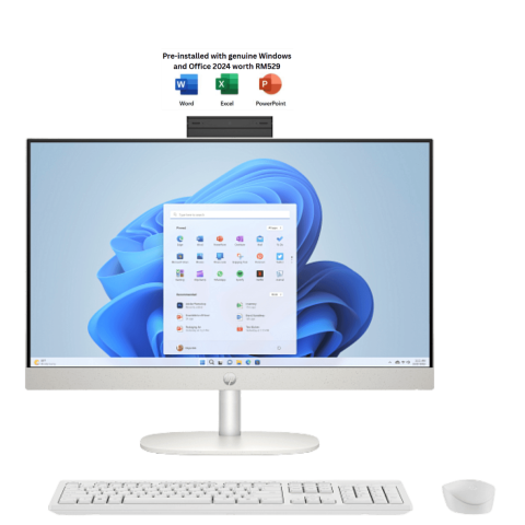 HP All-in-One 24-cr0261d PC 24" FHD Shell White (R7-7730U, 8GB D4, 512GB SSD, Intel, H&S, W11) - Zapcart Technology Qatar