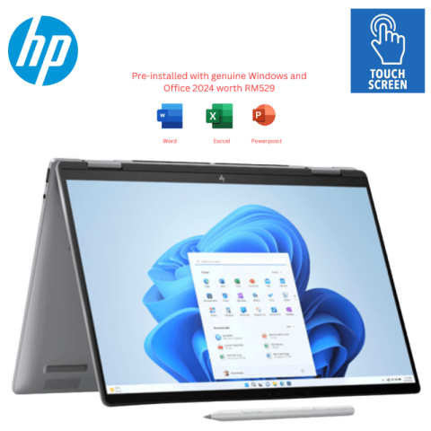 HP Envy X360 14-Fa0141AU 14'' 2K Touch 2-In-1 Laptop Meteor Silver (Ryzen 5 8640HS, 16GB, 512GB SSD, ATI, W11, HS+M365) - Zapcart Technology Qatar