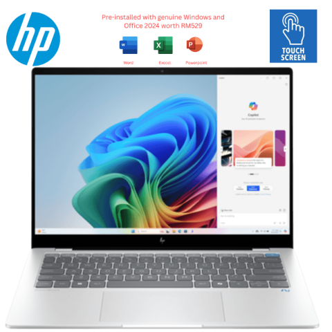 HP OmniBook X 14-fe1013QU 14" 2.2K Laptop Glacier Silver ( Snapdragon X Plus, 16GB, 512GB SSD, Qualcomm, W11, HS+M365 ) - Zapcart Technology Qatar