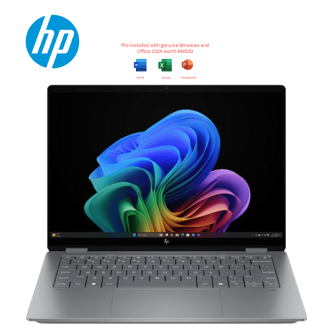 HP OmniBook X FlipNGAI [14-fK0118AU/14-fK0119AU] 14″ WUXGA Touch (AMD Ryzen AI 5 340, 16GB D5, 512GB SSD, AMD Radeon 840M, H&S, W11) - Zapcart Technology Qatar