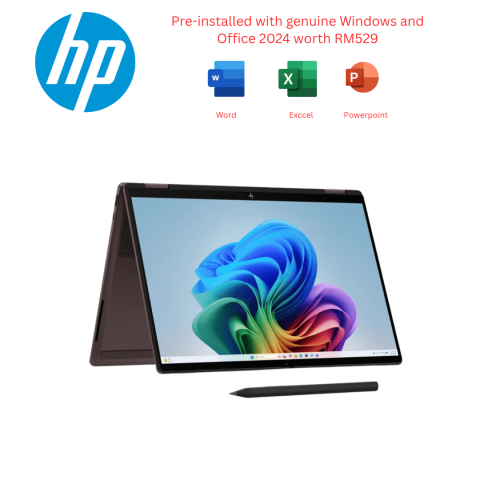 HP OmniBook X FlipNGAI [14-kc0023AU/14-kc0024AU] 14" 2K Touch 2-in-1 Laptop (AI 7 445, 32GB, 512GB SSD, ATI, W11, HS+M365) - Zapcart Technology Qatar