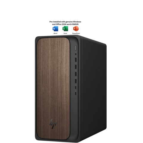 HP OmniDesk Desktop AI M03-0030d PC DARK WOOD (CU7-265, 16GB D5, 512GB SSD, Intel, KB/MOUSE, W11) - Zapcart Technology Qatar