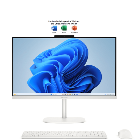 HP OmniStudio All-in-One Desktop 24-cu0005d 24"FHD White (C3-N350, 8GB D5, 512GB SSD, Intel, H&S, W11) - Zapcart Technology Qatar