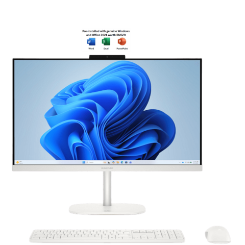 HP OmniStudio All-in-One Desktop 24-cu0031d 24" FHD PC White (C5-120U, 8GB D5, 512GB SSD, Intel, H&S, W11) - Zapcart Technology Qatar