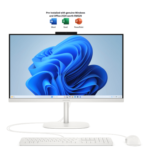 HP OmniStudio All-in-One Desktop 24-cv0006d 24"FHD PC White (R3 30, 8GB D5, 512GB, ATI, H&S, W11) - Zapcart Technology Qatar