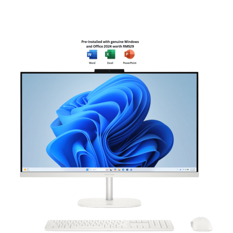 HP OmniStudio All-in-One Desktop 27-cu0008d 27" FHD Touch PC Cotton White (Core 5 120U, 16GB DDR5, 1TB SSD, H&S, WIN11, 3Y) - Zapcart Technology Qatar
