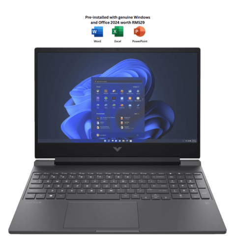 HP Victus Gaming Laptop 15.6" FHD 144Hz [15-fb3229AX/15-fb3230AX] (R7-7445HS, 8GB D5, 512GB SSD, NV RTX3050 6GB, H&S, W11) - Zapcart Technology Qatar