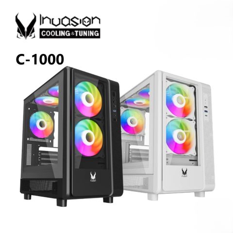 INVASION C-1000 Compact M-ATX Gaming Case (With 5 AURORA FAN MOBO SYNC) - Zapcart Technology Qatar