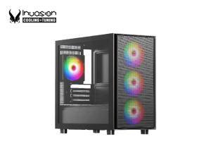 INVASION XY-200 M-ATX PC CASE BLACK (With 4 AURORA FAN MOBO SYNC) - Zapcart Technology Qatar
