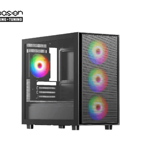 INVASION XY-200 M-ATX PC CASE BLACK (With 4 AURORA FAN MOBO SYNC) - Zapcart Technology Qatar