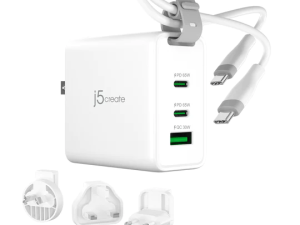 j5create JUP3565CV 65W GaN USB-C® 3-Port Traveler Charger with changeable AC plugs and USB-C® cable - Zapcart Technology Qatar