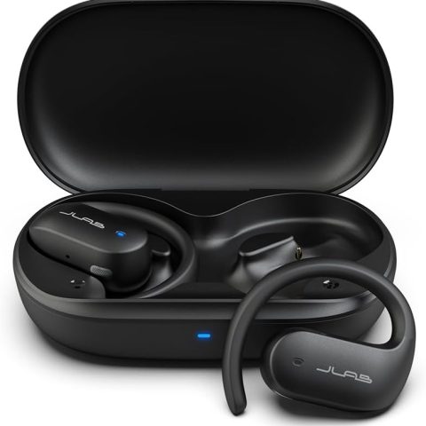 JLab JBuds Open Sport Earbuds - Wireless Open Ear Headphones, Open-Ear Sports Earbuds with Earhooks, 26H Playtime Hook Over Ear Running Earphones, IP55 Sweat-Resistant, Bluetooth Multipoint, Black - Zapcart Technology Qatar