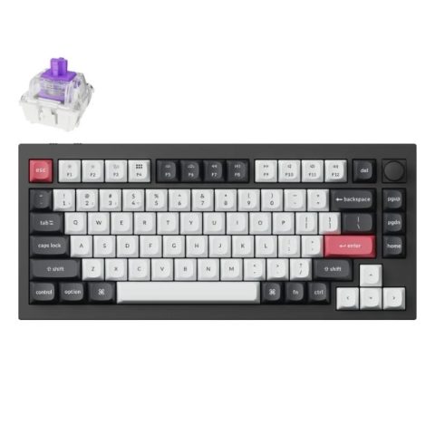 Keychron Q1 HE ANSI 75% layout 82 Key Full Assembled Knob Purple RGB Hot-Swap BT/2.4GHz/Wired Hall effect keyboard - Zapcart Technology Qatar