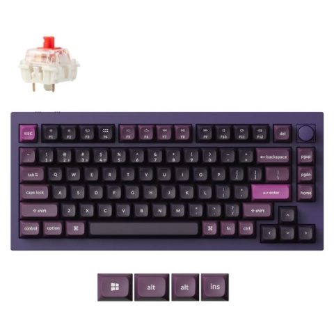 Keychron Q1 Max ANSI 75% layout 81 Key Purple Full Assembled Knob Red Switch RGB Hot-Swap BT/2.4GHz/Wired Normal Profile QMK Custom Keyboard - Zapcart Technology Qatar