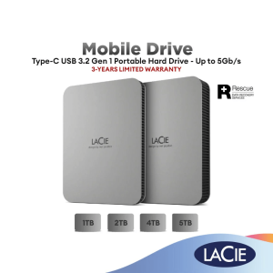 LACIE MOBILE DRIVE V2 USB-C WITH RESCUE (MOON SILVER) - Zapcart Technology Qatar
