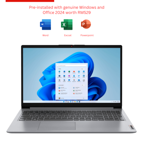 Lenovo IdeaPad 1 15IJL7 [82LX00FAMJ/82LX00FBMJ]15.6" FHD Laptop (Celeron N4500, 8GB, 512GB SSD, Intel, W11, HS+M365) - Zapcart Technology Qatar