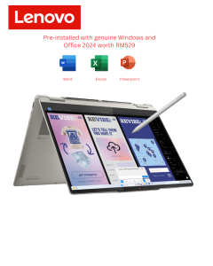 Lenovo Yoga 7 14ILL10 83JQ004YMJ 14" WUXGA OLED 2-in-1 Touch Laptop (Ultra 5 226V, 16GB, 512GB SSD, Intel, W11, HS+M365) - Zapcart Technology Qatar