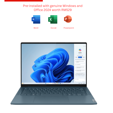Lenovo Yoga Pro 7 14AHP9 [83E30055MJ/83E30056MJ] 14.5" 2.5K WQXGA (2560x1600) Tidal Teal (R7-8845HS, 16GB D5, 1TB PCIe, NV RTX3050 6GB, H&S, W11) - Zapcart Technology Qatar