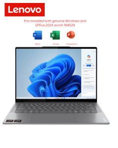 Lenovo Yoga Pro 7 14ASP9 83HN0015MJ 14.5'' 2.8K Laptop Luna Grey ( Ryzen AI 9 365, 32GB, 1TB SSD, ATI, W11, HS ) - Zapcart Technology Qatar