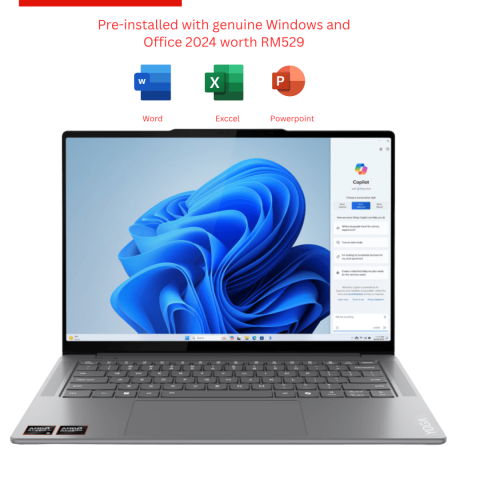 Lenovo Yoga Pro 7 14ASP9 83HN0015MJ 14.5'' 2.8K Laptop Luna Grey ( Ryzen AI 9 365, 32GB, 1TB SSD, ATI, W11, HS ) - Zapcart Technology Qatar