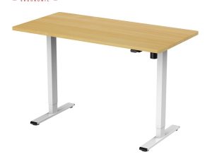 Loctek Ergonomic Height Adjustable Table 120 cm Maple(Light Brown) (Black/White Table Frame) - Zapcart Technology Qatar