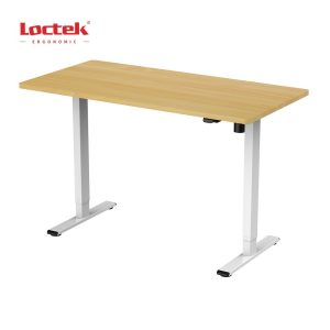 Loctek Ergonomic Height Adjustable Table 120 cm Maple(Light Brown) (Black/White Table Frame) - Zapcart Technology Qatar
