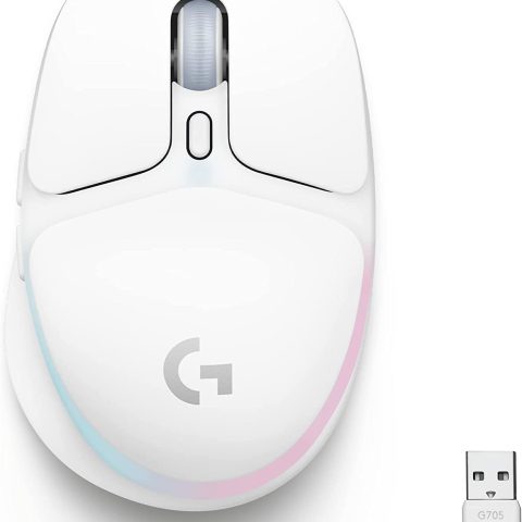 Logitech G705 Wireless Gaming Mouse, Customizable LIGHTSYNC RGB Lighting, Lightspeed Wireless, Bluetooth Connectivity, Lightweight, PC/Mac/Laptop - White Mist - Zapcart Technology Qatar