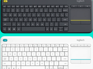 Logitech K400 Plus Wireless Touch TV Keyboard With Easy Media Control and Built-in Touchpad, HTPC Keyboard for PC-connected TV, Windows, Android, Chrome OS, Laptop, Tablet - Black/White - Zapcart Technology Qatar