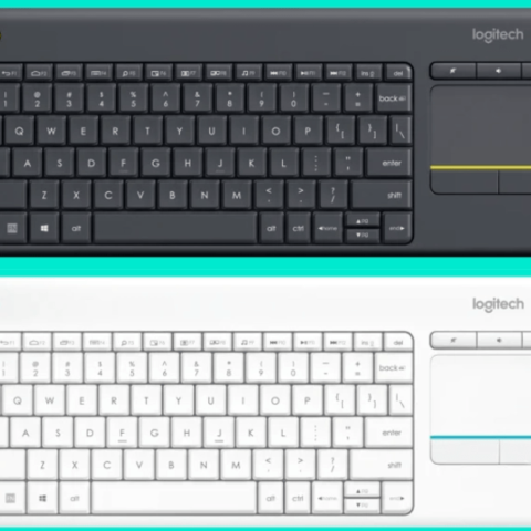 Logitech K400 Plus Wireless Touch TV Keyboard With Easy Media Control and Built-in Touchpad, HTPC Keyboard for PC-connected TV, Windows, Android, Chrome OS, Laptop, Tablet - Black/White - Zapcart Technology Qatar