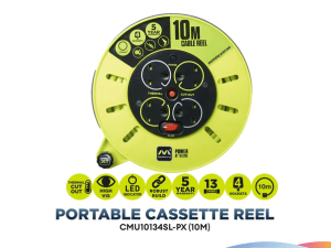 MASTERPLUG CMU10134SL-PX 10 Meter Cassette Reel, 4 Socket - Zapcart Technology Qatar