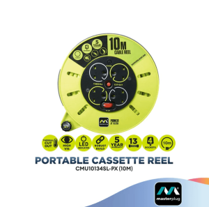 MASTERPLUG CMU10134SL-PX 10 Meter Cassette Reel, 4 Socket - Zapcart Technology Qatar