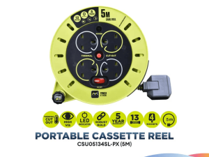 MASTERPLUG CSU05134SL-PX 5 Meter Small Cassette Reel, 4 Socket - Zapcart Technology Qatar