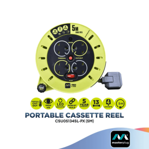 MASTERPLUG CSU05134SL-PX 5 Meter Small Cassette Reel, 4 Socket - Zapcart Technology Qatar