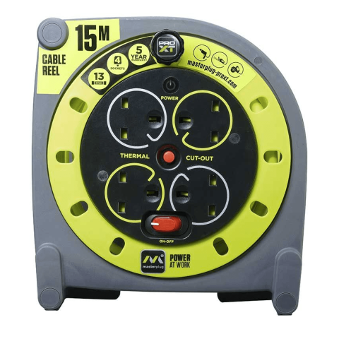 MASTERPLUG HMU15134SL-PX 15 Meter Case Reel, 4 Socket, GREEN - Zapcart Technology Qatar
