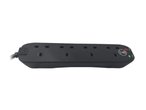 MASTERPLUG SRG42NB-MP 2 Meter Matt Black 4 Gang Surged Extension Lead - Zapcart Technology Qatar