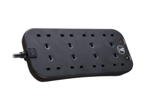 MASTERPLUG SRG82NB-MPA 2 Meter Matt Black 8 Gang with Surged Extension Lead - Zapcart Technology Qatar