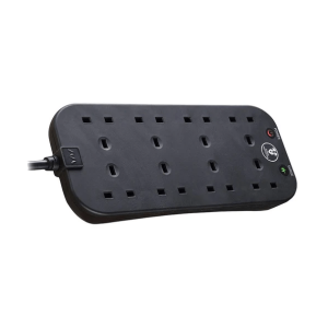 MASTERPLUG SRG82NB-MPA 2 Meter Matt Black 8 Gang with Surged Extension Lead - Zapcart Technology Qatar