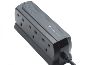 MASTERPLUG SRGD62MB-MPA 2 Meter MATT BLACK 6 Gang with Surge Protection - Zapcart Technology Qatar