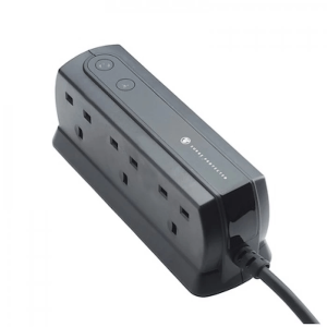 MASTERPLUG SRGD62MB-MPA 2 Meter MATT BLACK 6 Gang with Surge Protection - Zapcart Technology Qatar